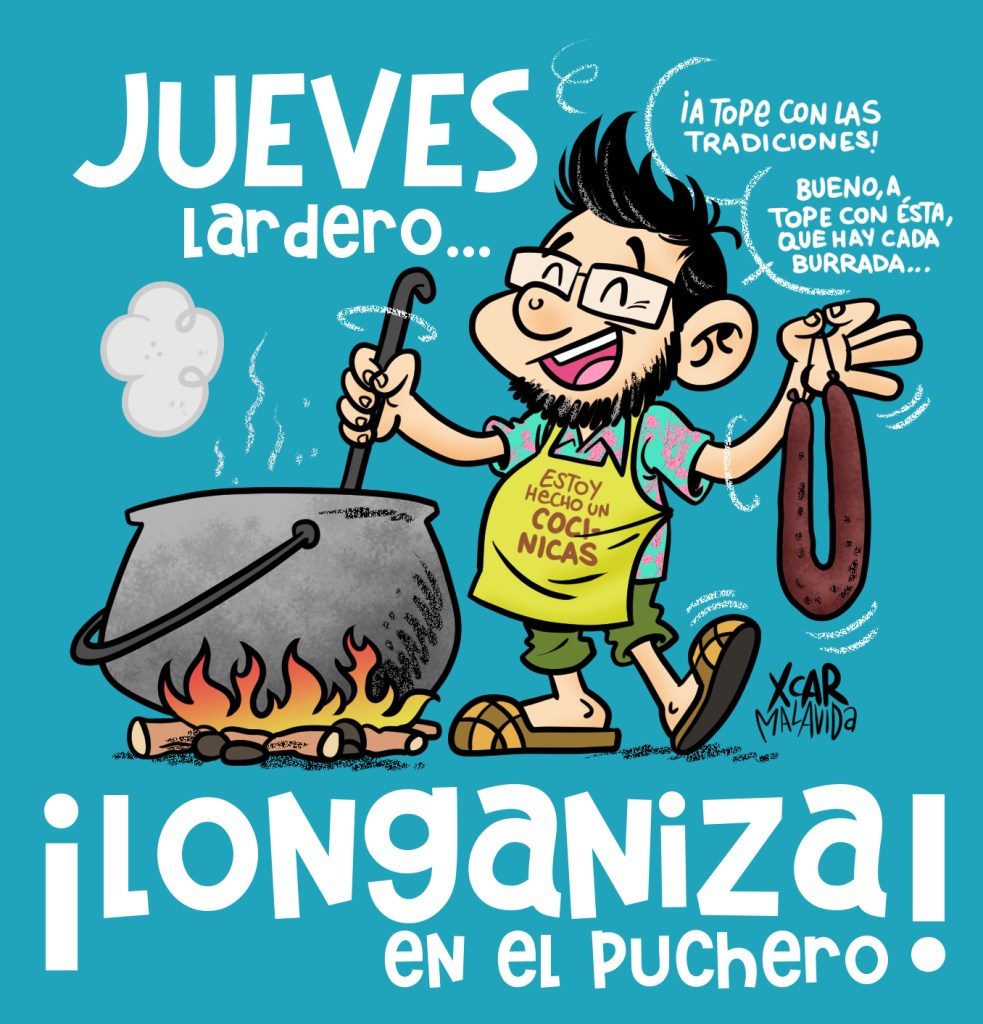 Jueves lardero, longaniza en el puchero.
Un dibujo de XCAR Malavida.