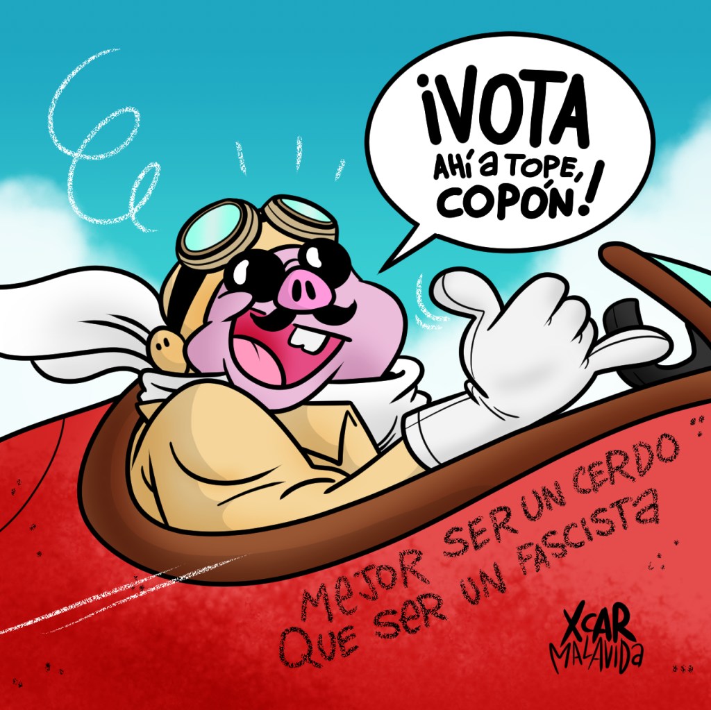 Porco Rosso animando a votar el 23J, por XCAR Malavida.