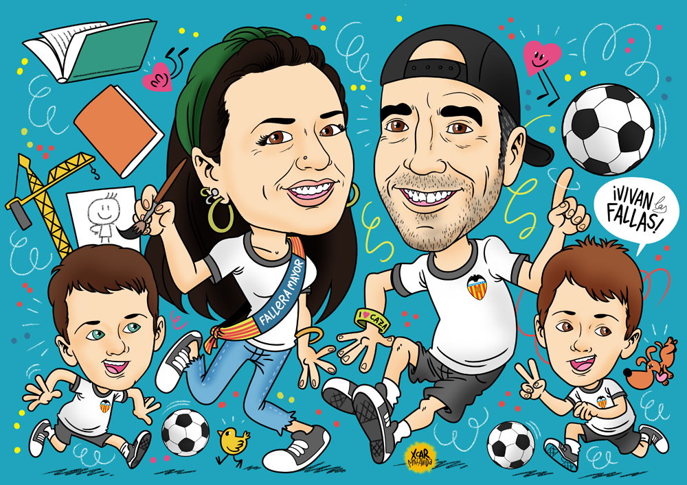 Caricatura de una familia realizada por XCAR Malavida