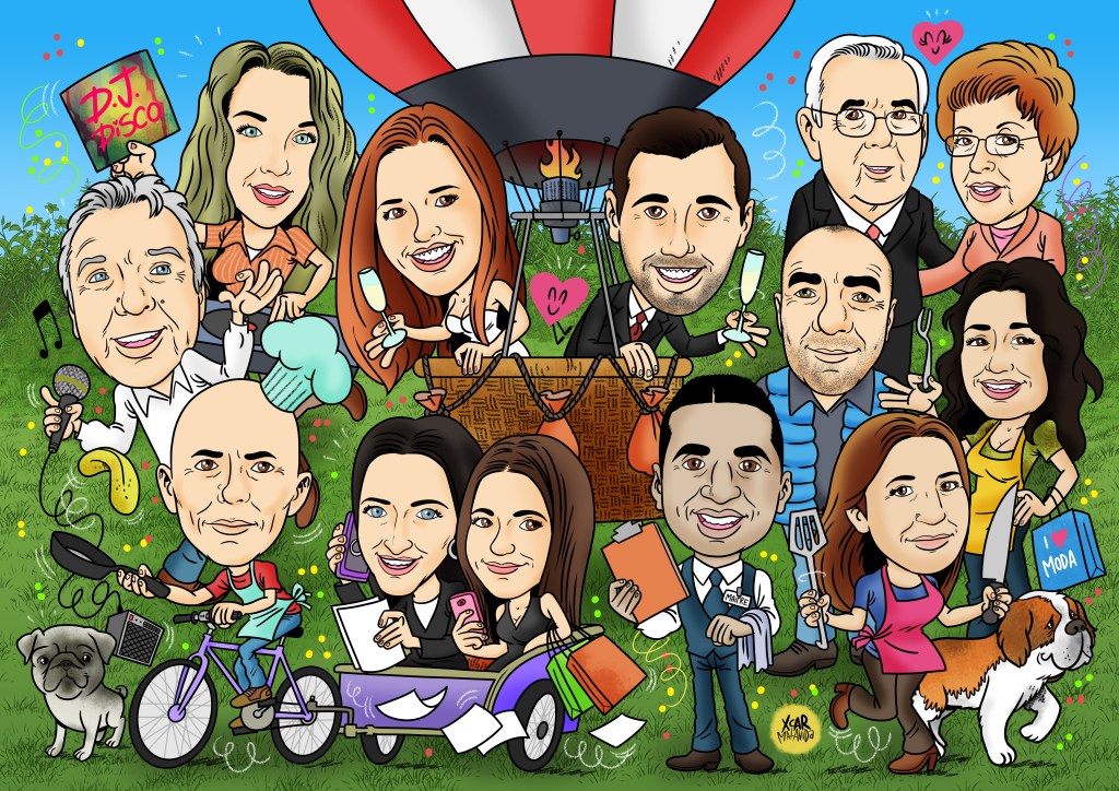 Caricatura de una boda realizada por XCAR Malavida.